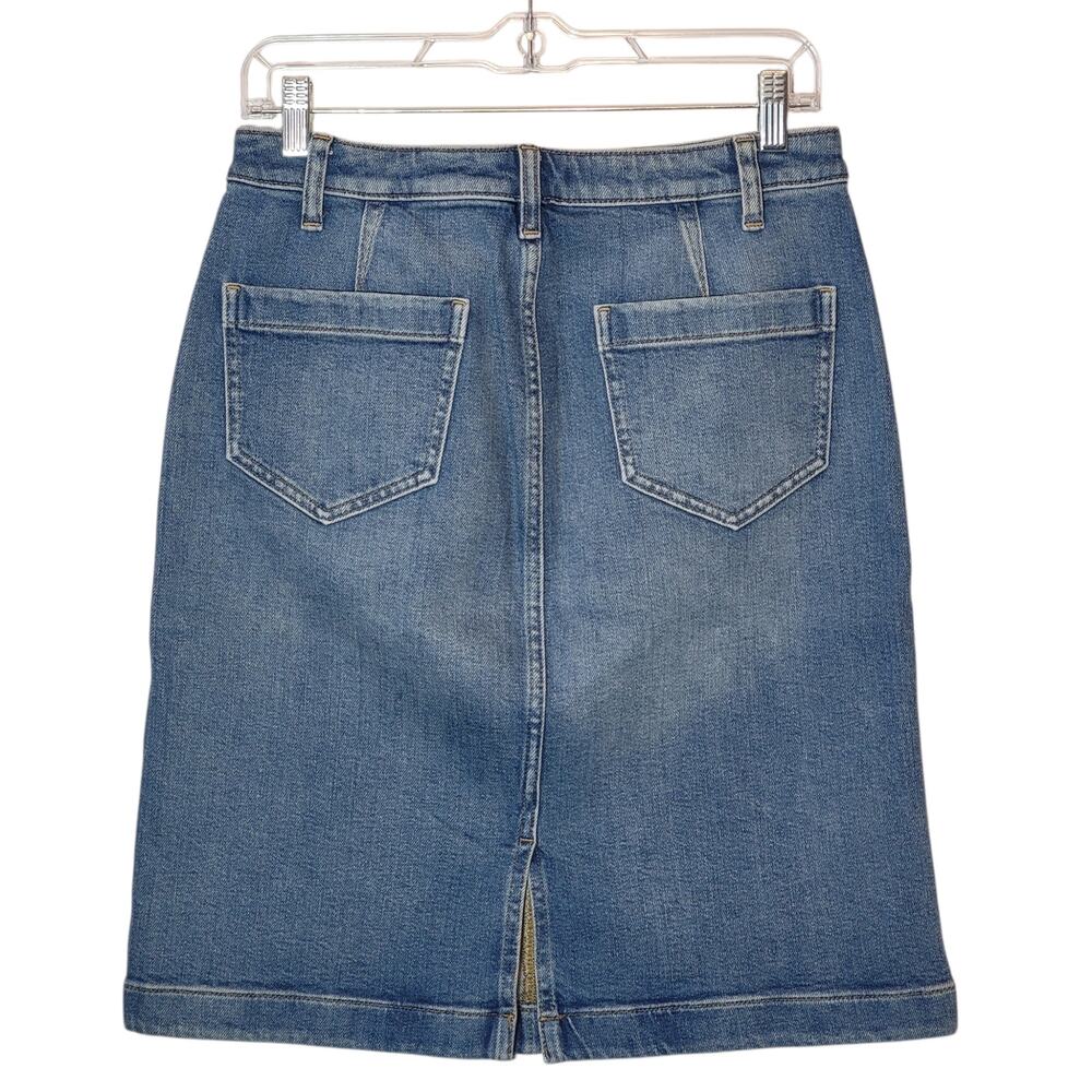 Banana Republic Denim Mini Skirt Medium Wash Blue Patch Pockets Size 6 NWT - Picture 4 of 9